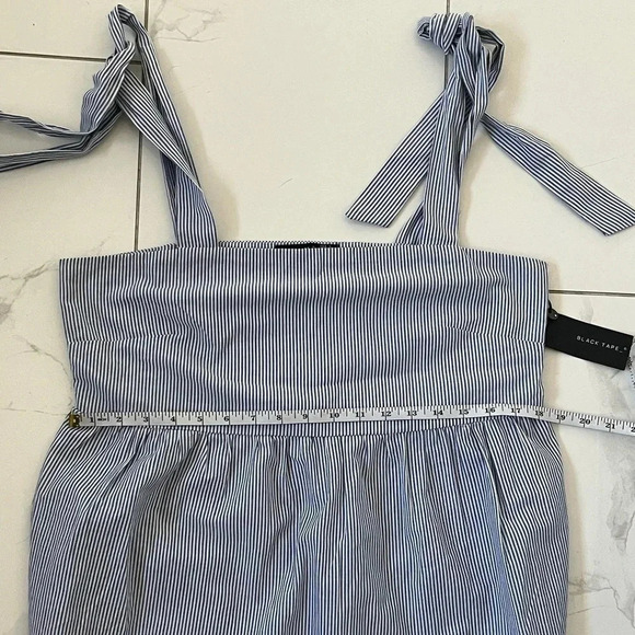 NWT BLACK TAPE_/ 100% cotton baby doll blouse/ White & blue stripes/ Size US L - Picture 13 of 14